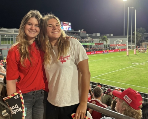 Mit meiner Gastschwester und Freundin bei einem Rugby Match der Dolphins