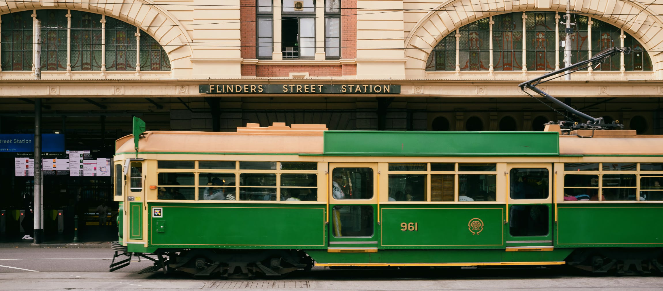 Melbourne Flinders Street Station Tram in Front of Melbourne Flinders Street Station